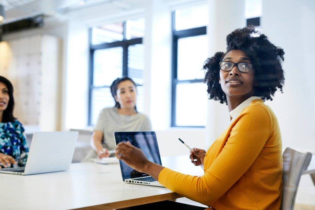 woman working on laptop